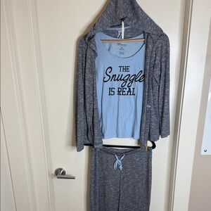 Snuggle Gray and Light Blue Pajama 3pc Set (B)